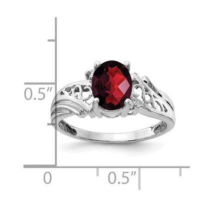 14k White Gold 8x6mm Oval Garnet Checker A Real Diamond ring