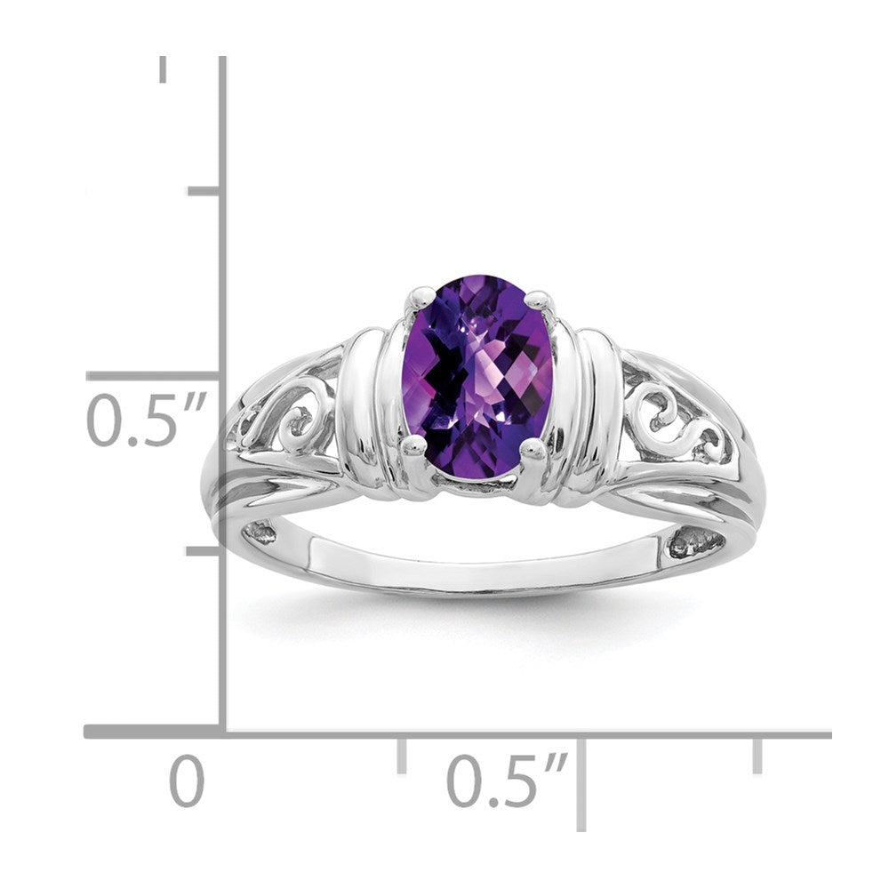 14k white gold 7x5mm oval amethyst ring y4686am