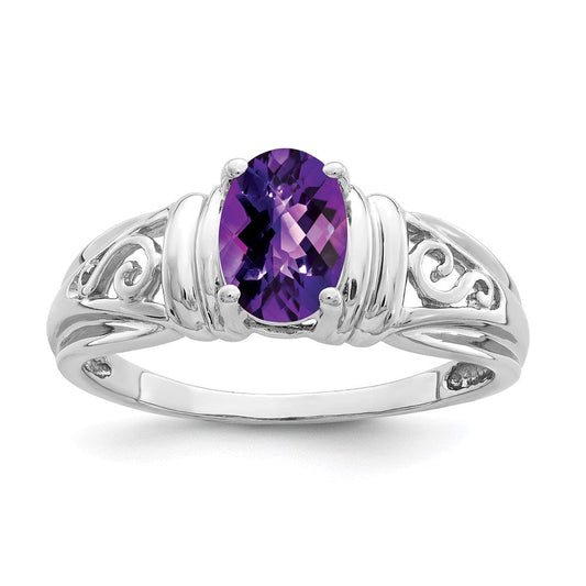 14k white gold 7x5mm oval amethyst ring y4686am