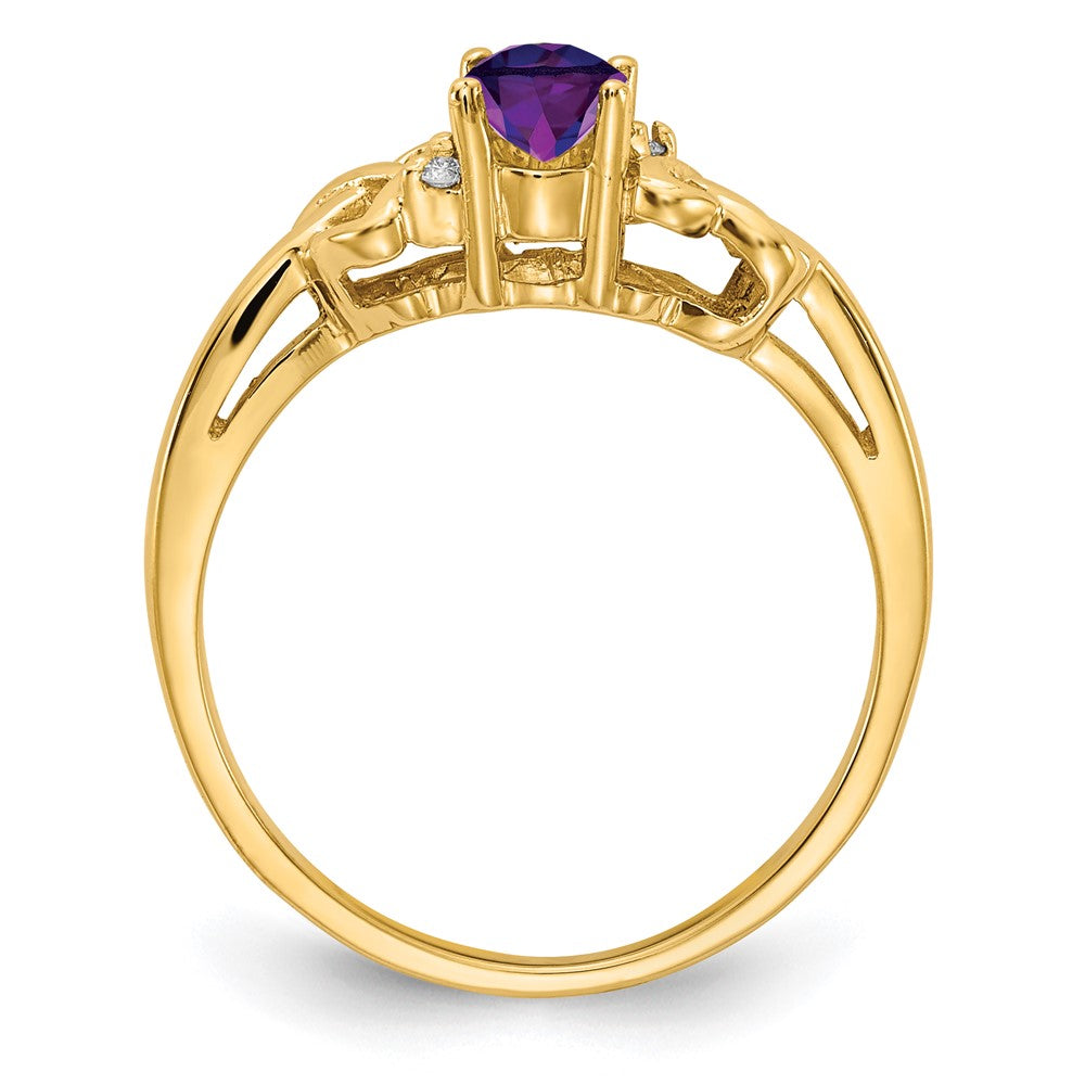 14k Yellow Gold 6x4mm Oval Amethyst VS Diamond ring