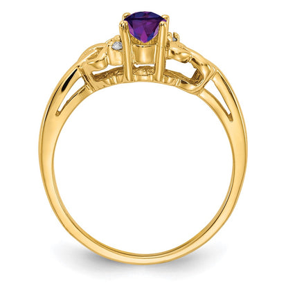 14k Yellow Gold 6x4mm Oval Amethyst VS Diamond ring