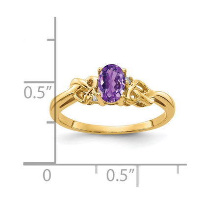 14k Yellow Gold 6x4mm Oval Amethyst VS Diamond ring