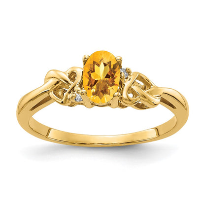 14k Yellow Gold 6x4mm Oval Citrine AAA Diamond ring