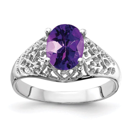 14k White Gold 8x6mm Oval Amethyst ring
