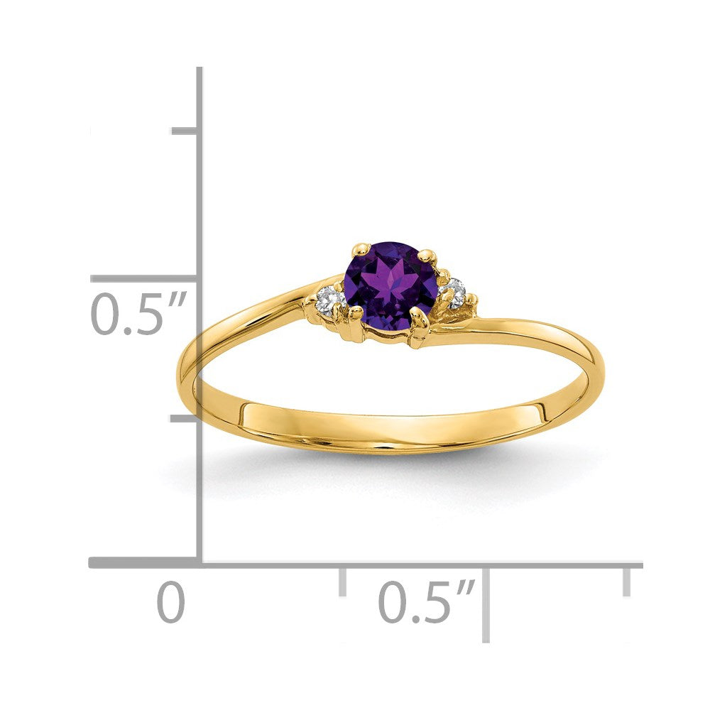 14k Yellow Gold 4mm Amethyst AAA Diamond ring