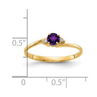 14k Yellow Gold 4mm Amethyst AAA Diamond ring