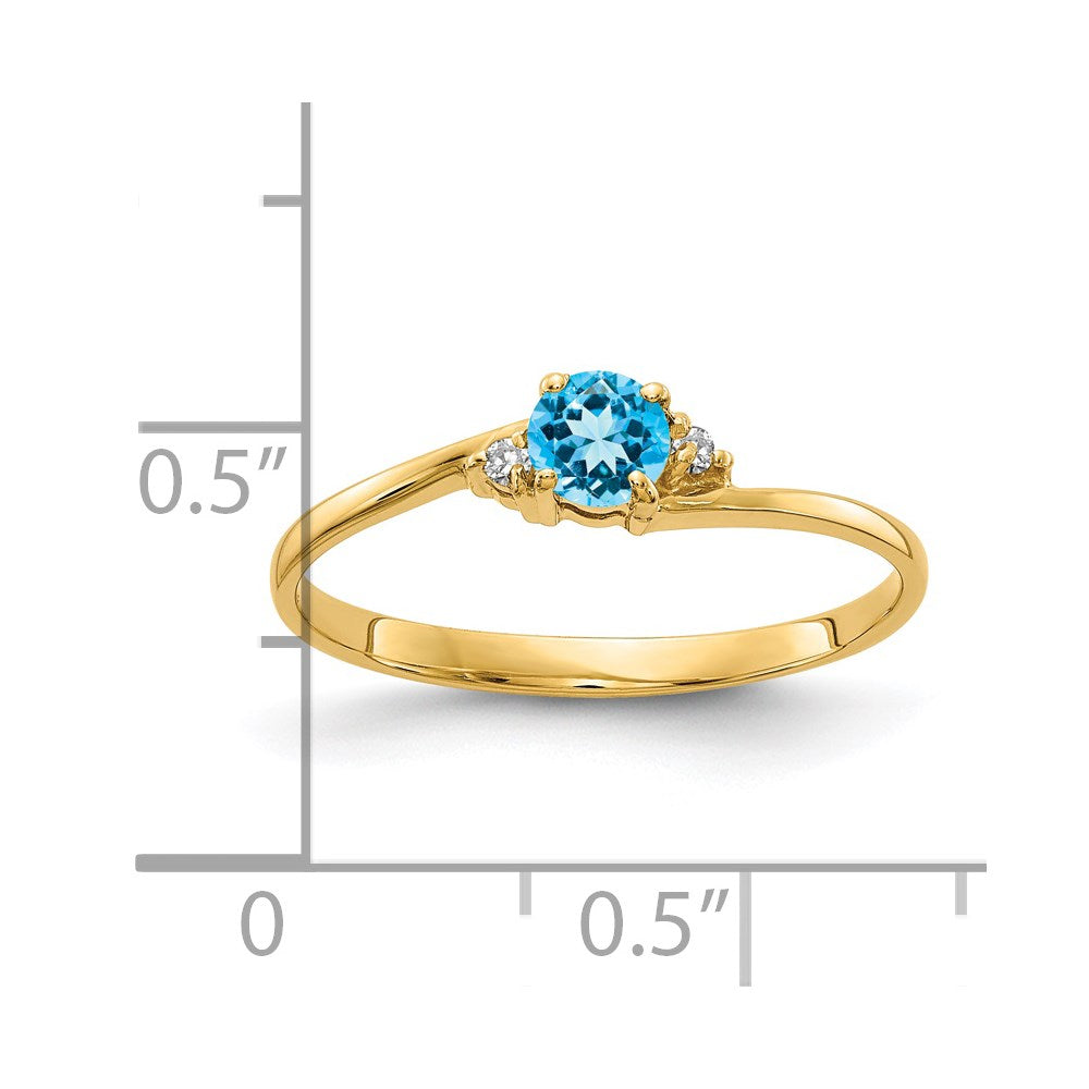 14K Yellow Gold 4mm Blue Topaz A Real Diamond ring