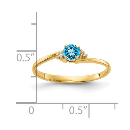 14K Yellow Gold 4mm Blue Topaz A Real Diamond ring