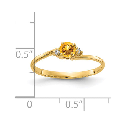 14k Yellow Gold 4mm Citrine AAA Diamond ring
