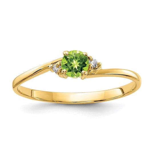 14K Yellow Gold 4mm Peridot A Real Diamond ring