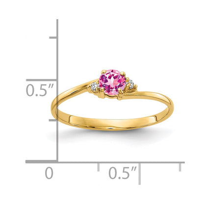14k Yellow Gold 4mm Pink Sapphire AA Diamond ring