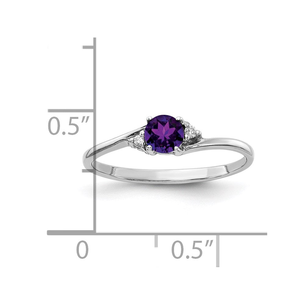 14k White Gold 4mm Amethyst A Real Diamond ring