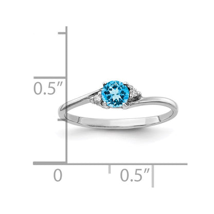 14k White Gold 4mm Blue Topaz A Real Diamond ring