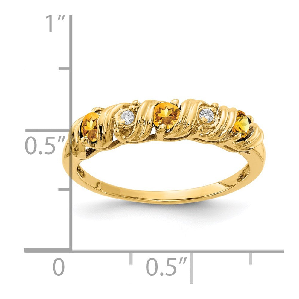 14K Yellow Gold 2.75mm Citrine A Real Diamond ring
