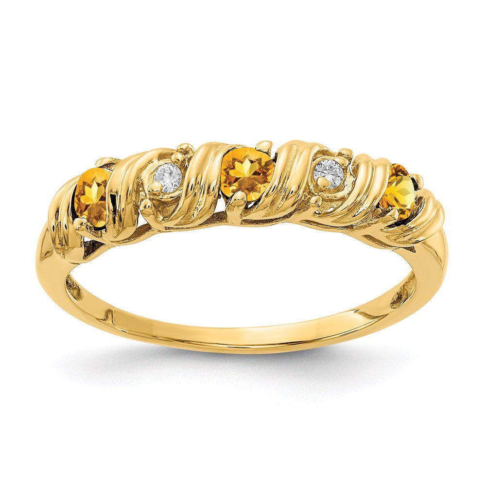 14K Yellow Gold 2.75mm Citrine A Real Diamond ring