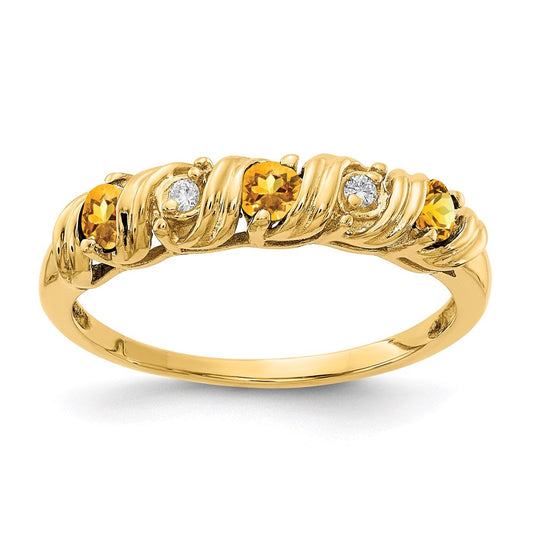 14K Yellow Gold 2.75mm Citrine A Real Diamond ring