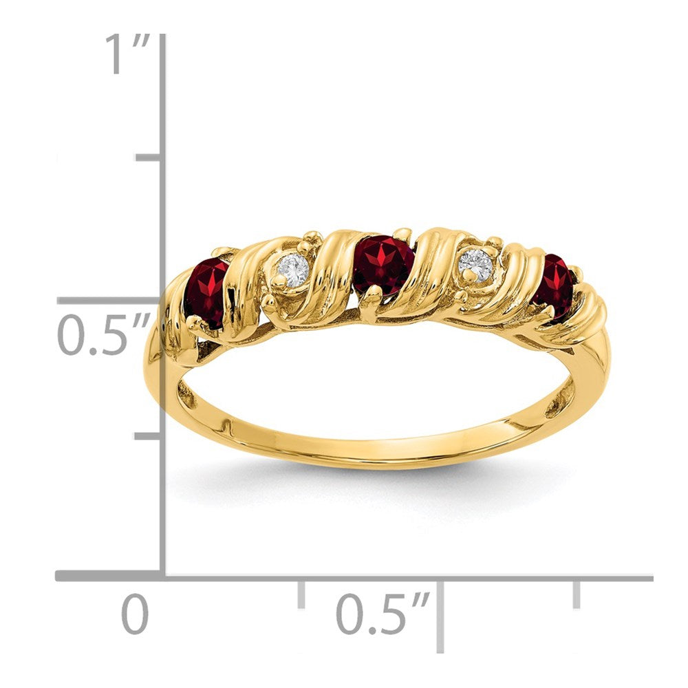 14K Yellow Gold 2.75mm Garnet A Real Diamond ring