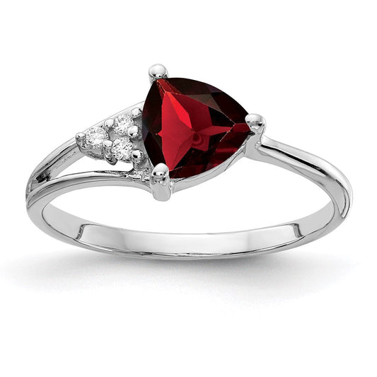 14k white gold 6mm garnet a real diamond ring y4745ga a