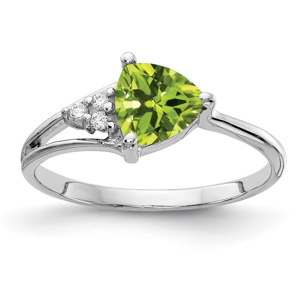 14k white gold 6mm peridot a real diamond ring y4745pe a