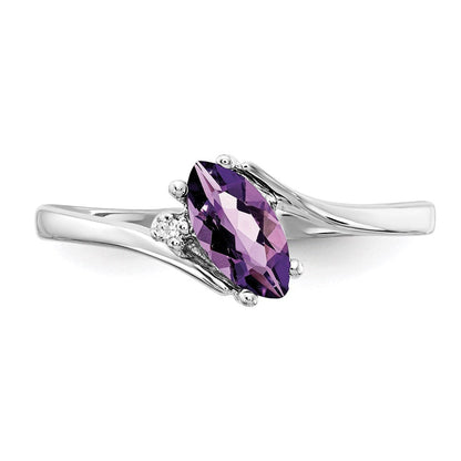 14k White Gold 7x3.5mm Marquise Amethyst A Real Diamond ring
