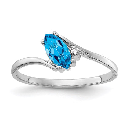 14k white gold 7x3 5mm marquise blue topaz a real diamond ring y4746bt a