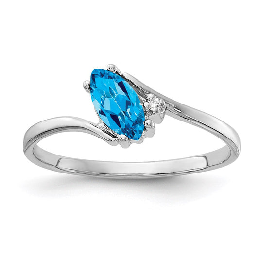 14k white gold 7x3 5mm marquise blue topaz a real diamond ring y4746bt a