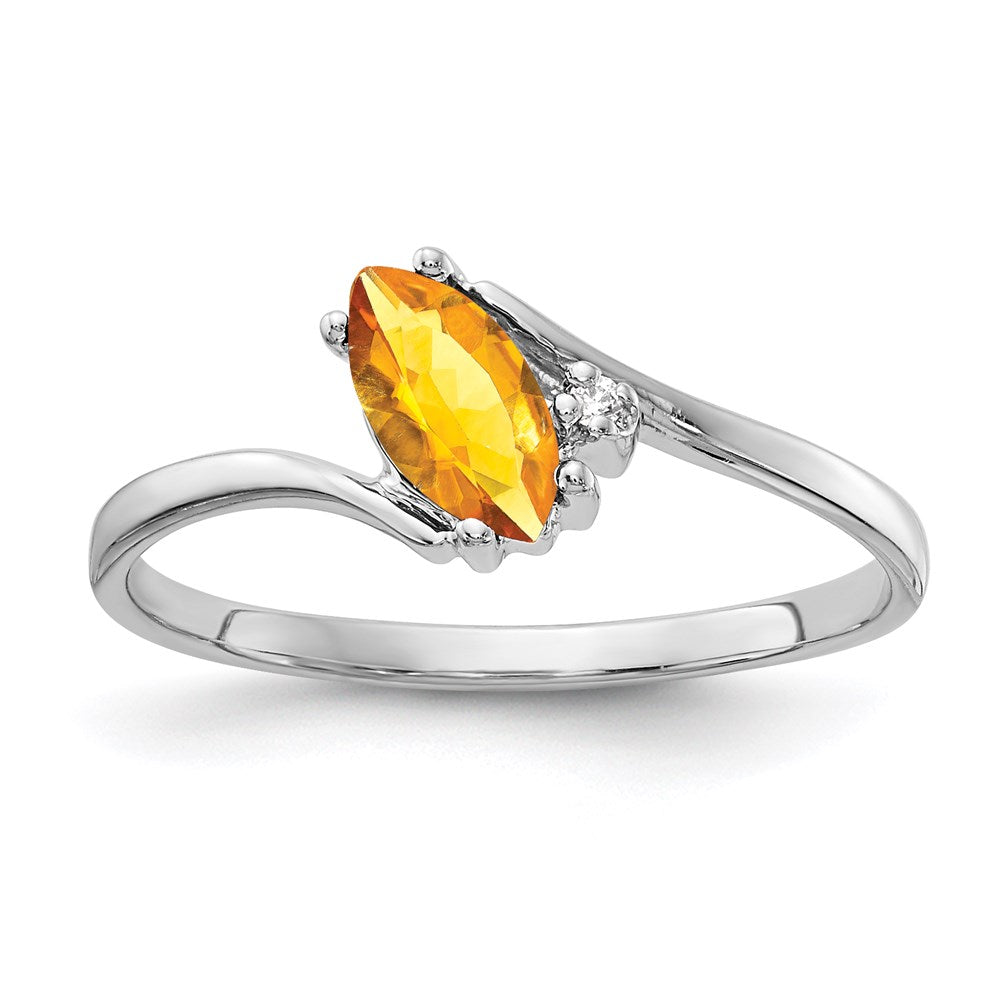 14k white gold 7x3 5mm marquise citrine a real diamond ring y4746ci a