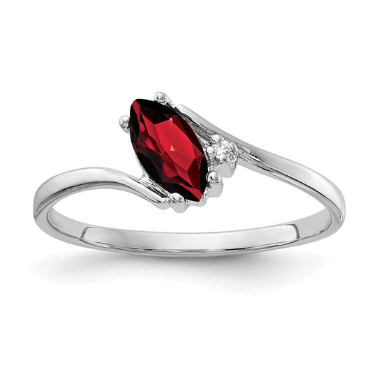 14k white gold 7x3 5mm marquise garnet a real diamond ring y4746ga a