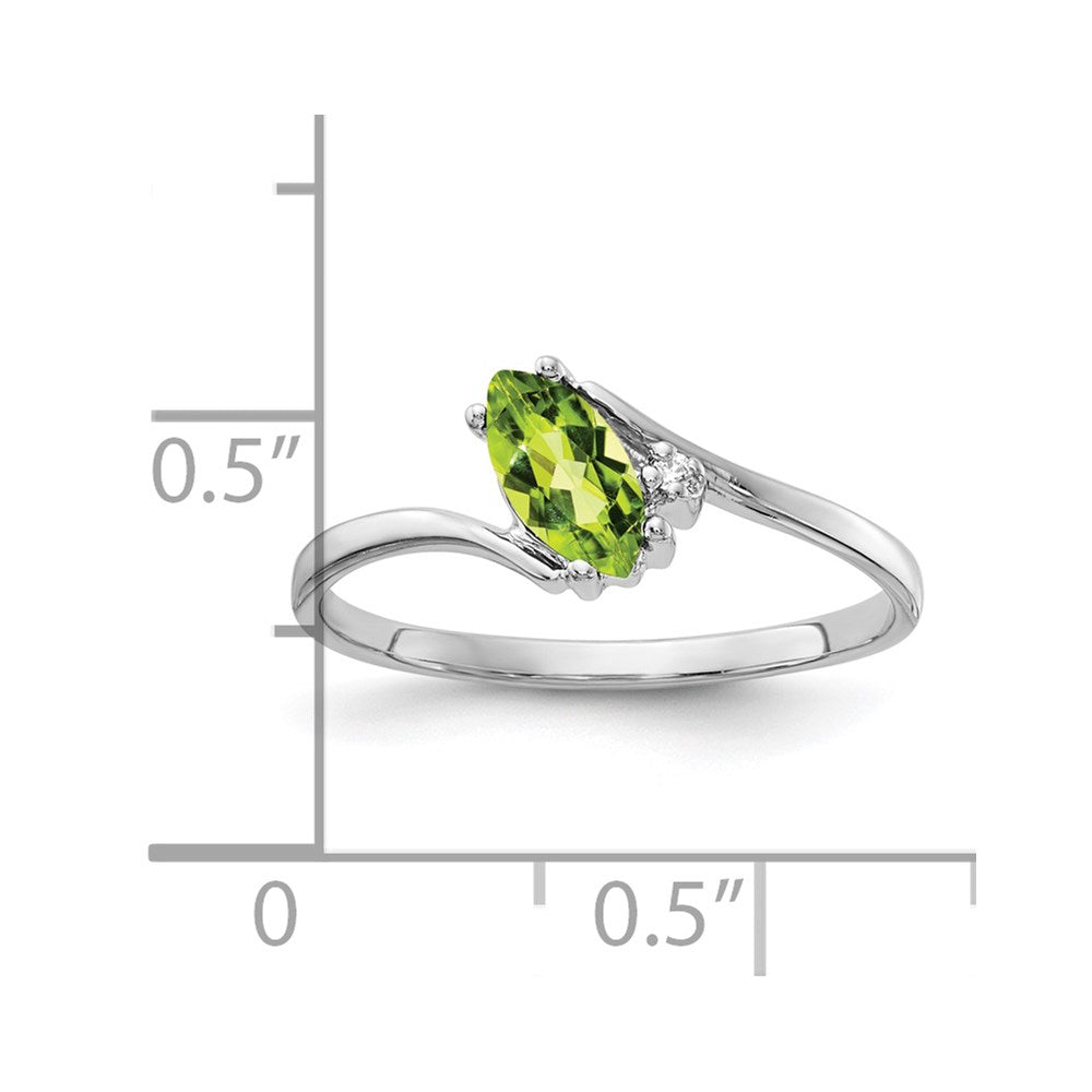 14k white gold 7x3 5mm marquise peridot a real diamond ring y4746pe a