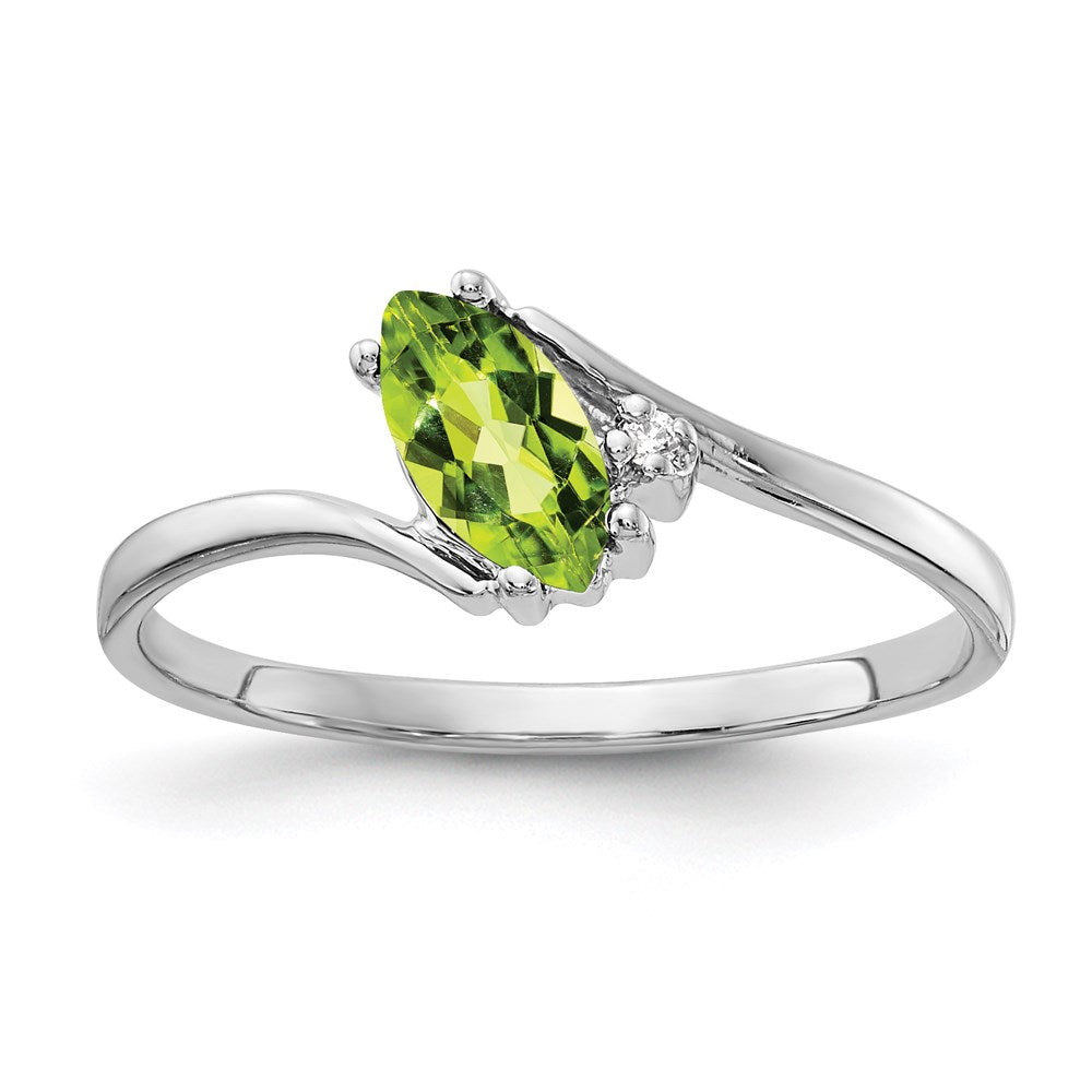14k white gold 7x3 5mm marquise peridot a real diamond ring y4746pe a