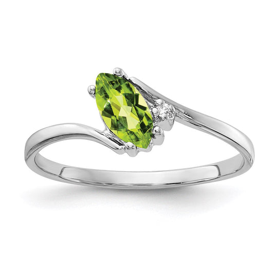 14k white gold 7x3 5mm marquise peridot a real diamond ring y4746pe a