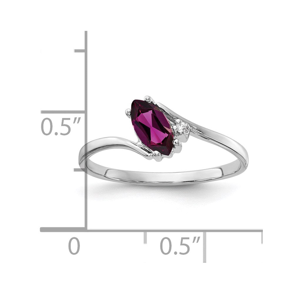14k White Gold 7x3.5mm Marquise Rhodolite Garnet A Diamond ring