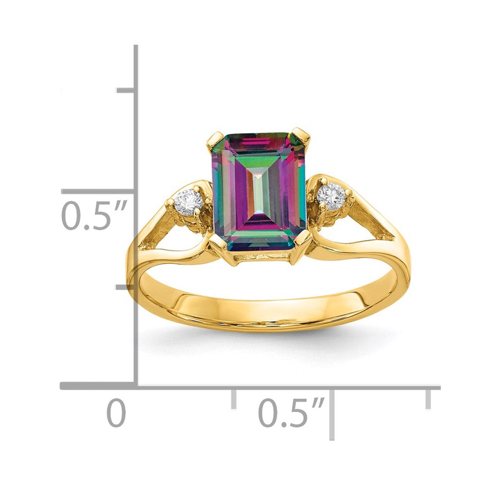 14k yellow gold aa real diamond mystic topaz ring y4749ft aa