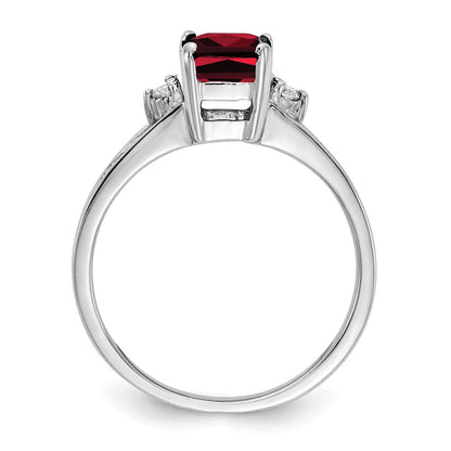 14k white gold 7x5mm emerald cut garnet a real diamond ring y4758ga a