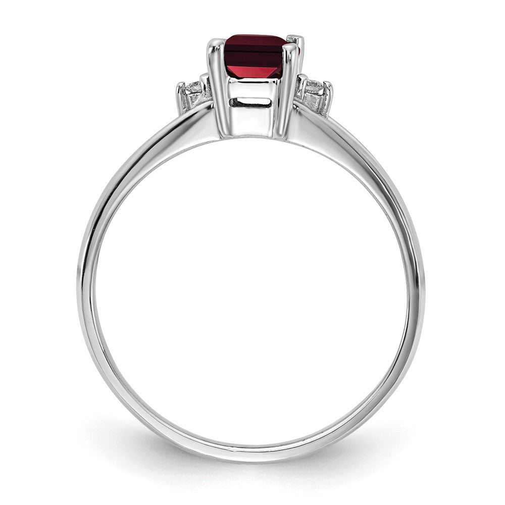 14k White Gold 6x4mm Emerald Cut Garnet AAA Diamond ring