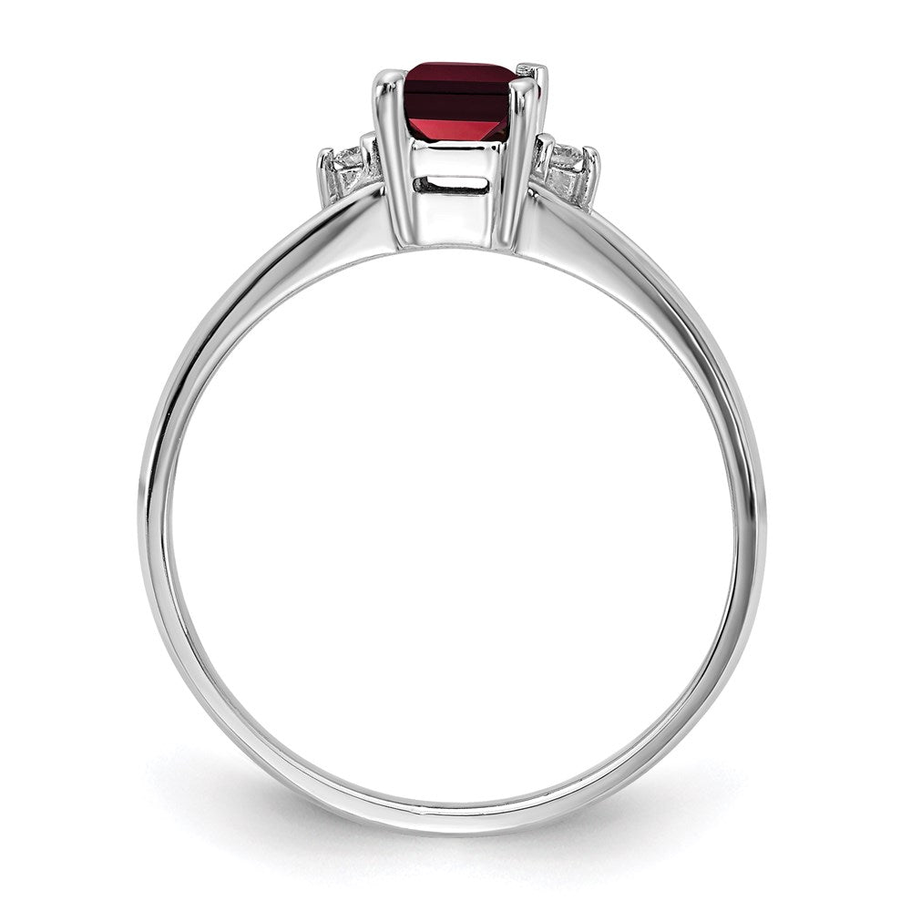 14k white gold 6x4mm emerald cut garnet a real diamond ring y4762ga a