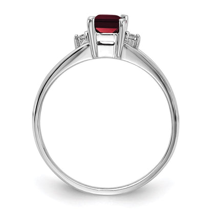 14k white gold 6x4mm emerald cut garnet a real diamond ring y4762ga a