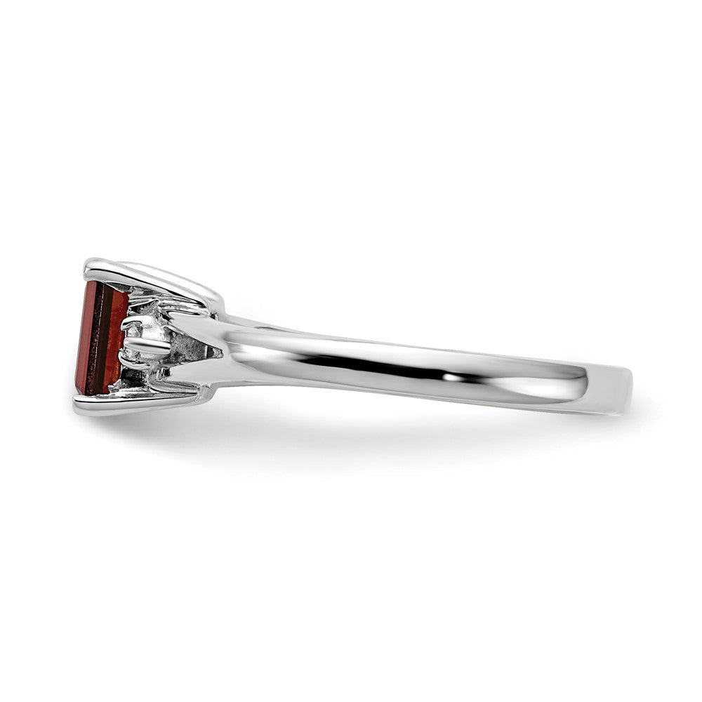 14k White Gold 6x4mm Emerald Cut Garnet VS Diamond ring