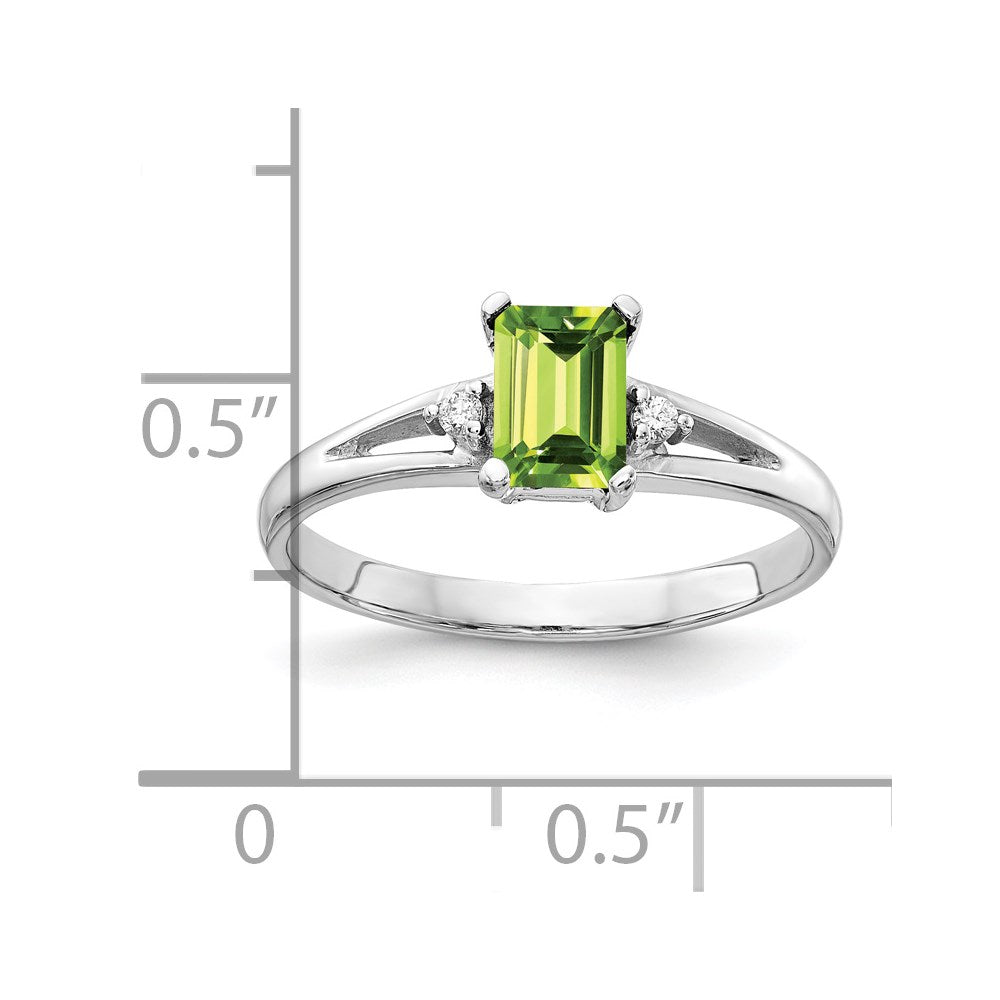 14k white gold 6x4mm emerald cut peridot a real diamond ring y4762pe a