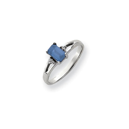 14k White Gold 6x4mm Emerald Cut Tsavorite AA Diamond ring