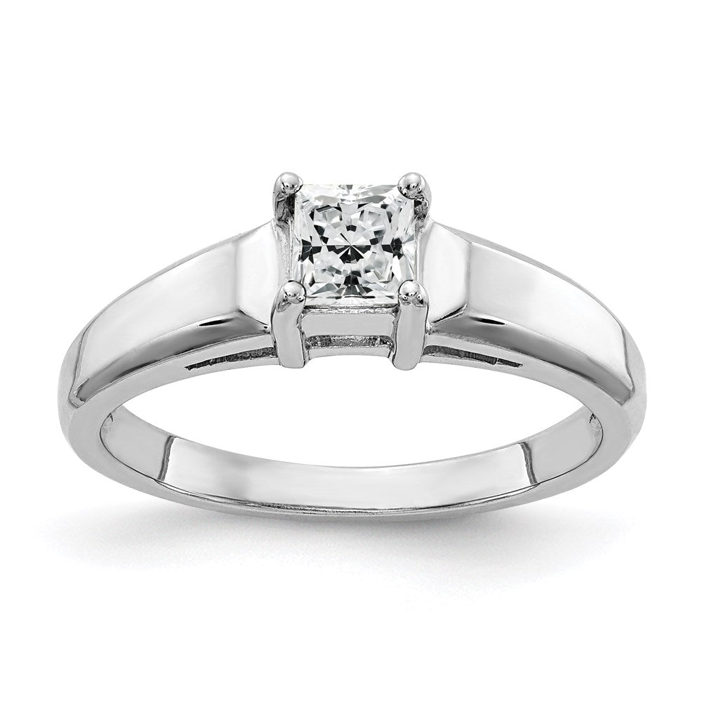 14k white gold 4mm princess cut cubic zirconia ring y4780cz