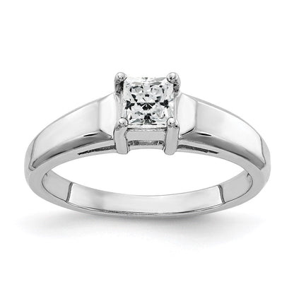 14k white gold 4mm princess cut cubic zirconia ring y4780cz