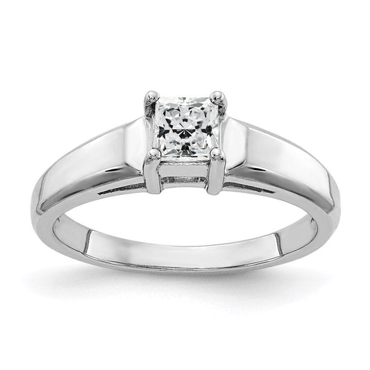 14k white gold 4mm princess cut cubic zirconia ring y4780cz
