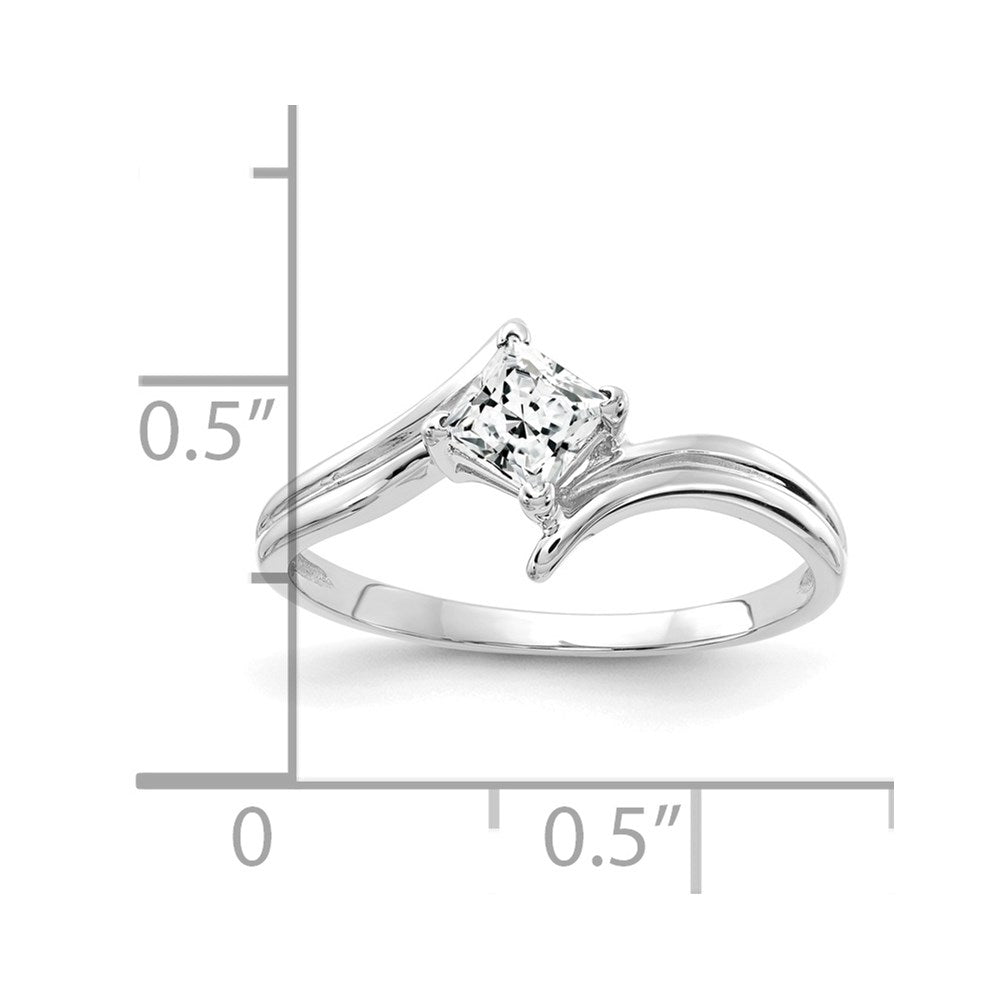 14k White Gold 4mm Princess Cut Cubic Zirconia ring