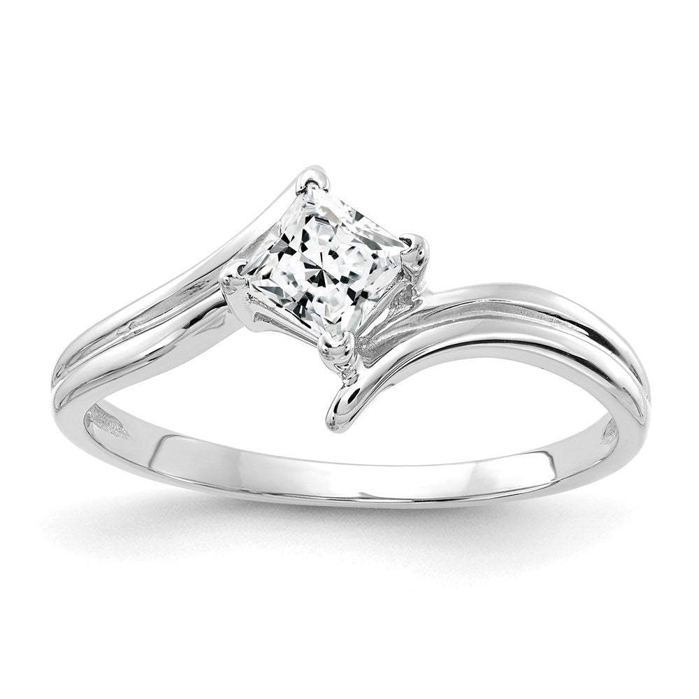 14k White Gold 4mm Princess Cut Cubic Zirconia ring