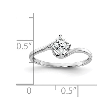 14k White Gold 4mm Princess Cut Cubic Zirconia ring
