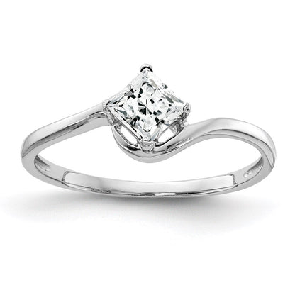 14k White Gold 4mm Princess Cut Cubic Zirconia ring