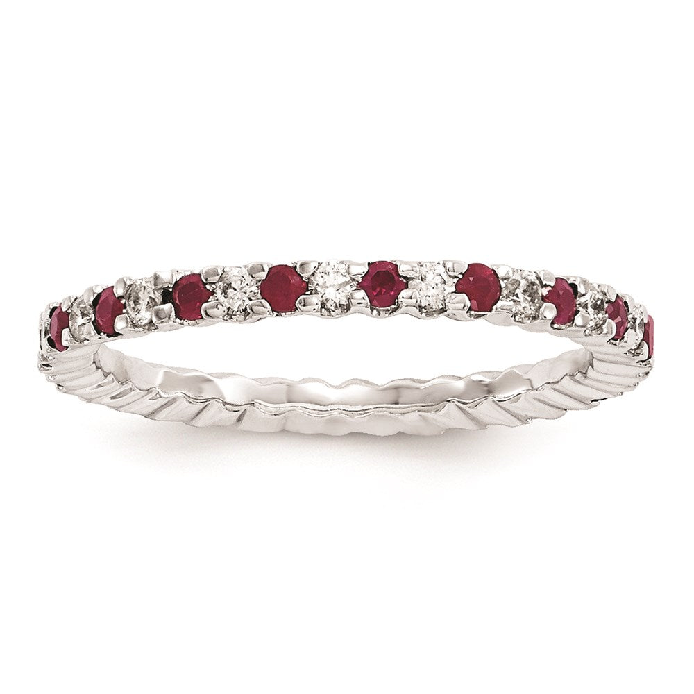 14k white gold real diamond ruby ring y4909r aa 7