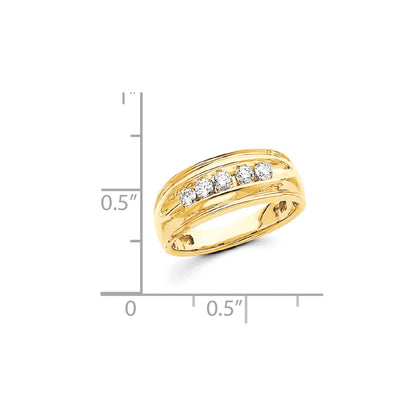 14K Yellow Gold AA Real Diamond Men's Band