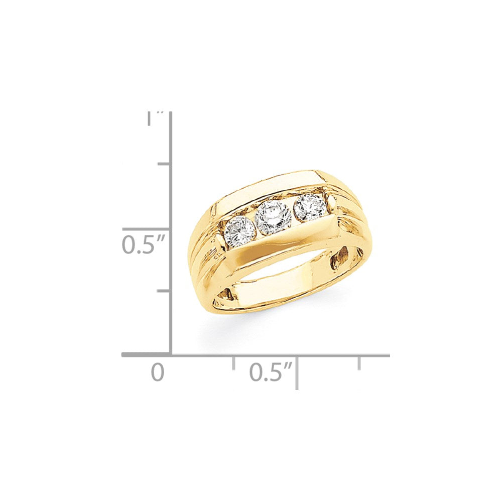 14K Yellow Gold AA Real Diamond Men's Band